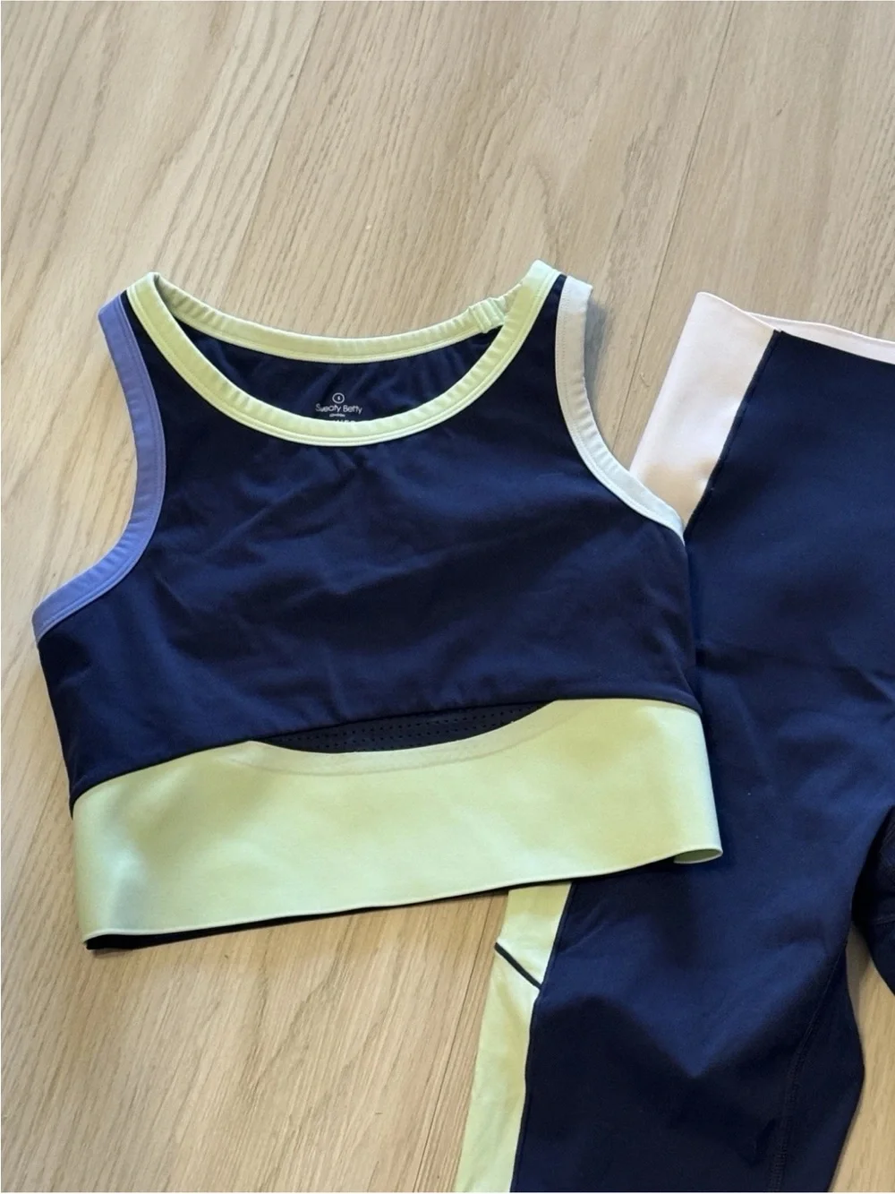 Sweaty Betty Power Sports Bra & 7/8 length leggings Colorblock Racerback LK new
